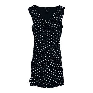 INC International Concepts Black Polka Dot Ruched Dress - Womens Size Medium